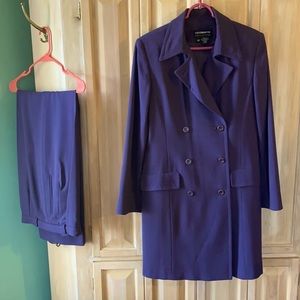Eggplant purple pants suit wool crepe fully lined